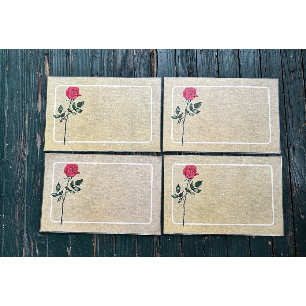 Placemats Vinyl Set Of 4 Canada Provincial Flowers Ans Roses Reversible Vintage